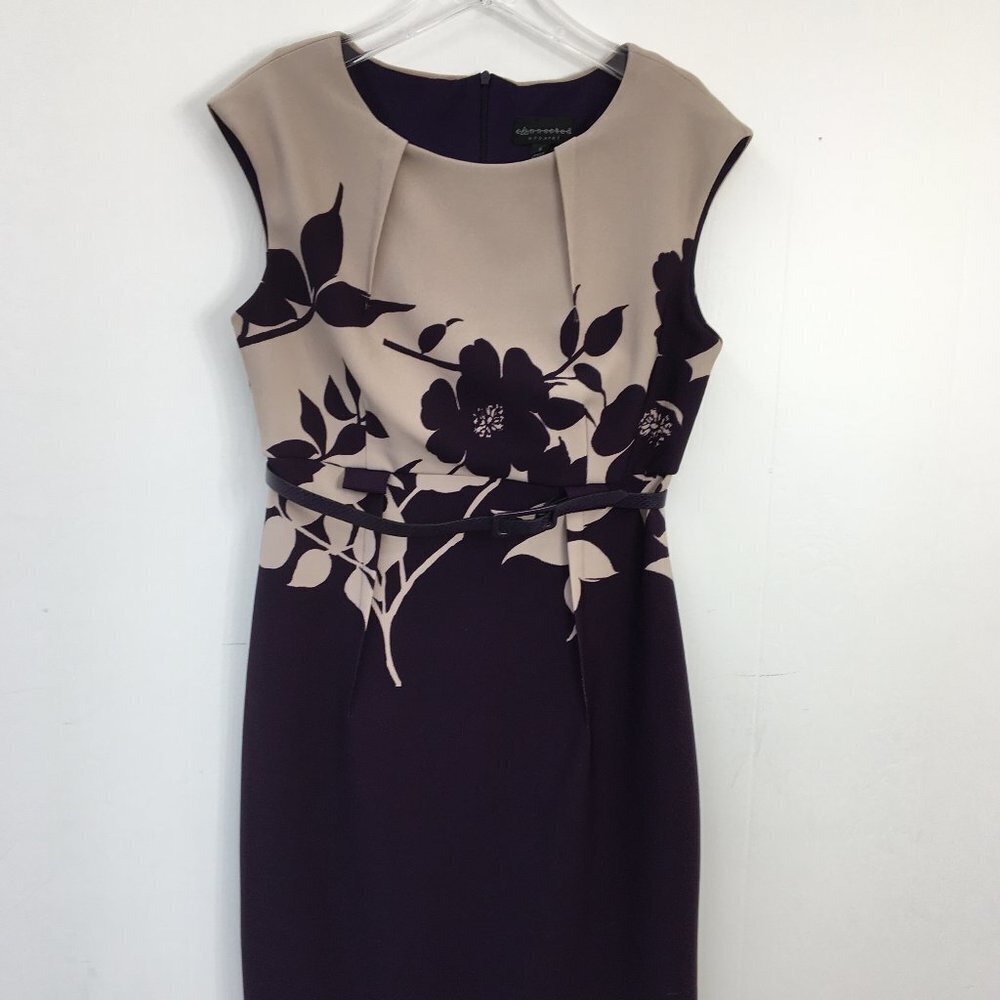 Connected Apparel Sleeveless Brown and Purple Floral Formal Dress Size 6